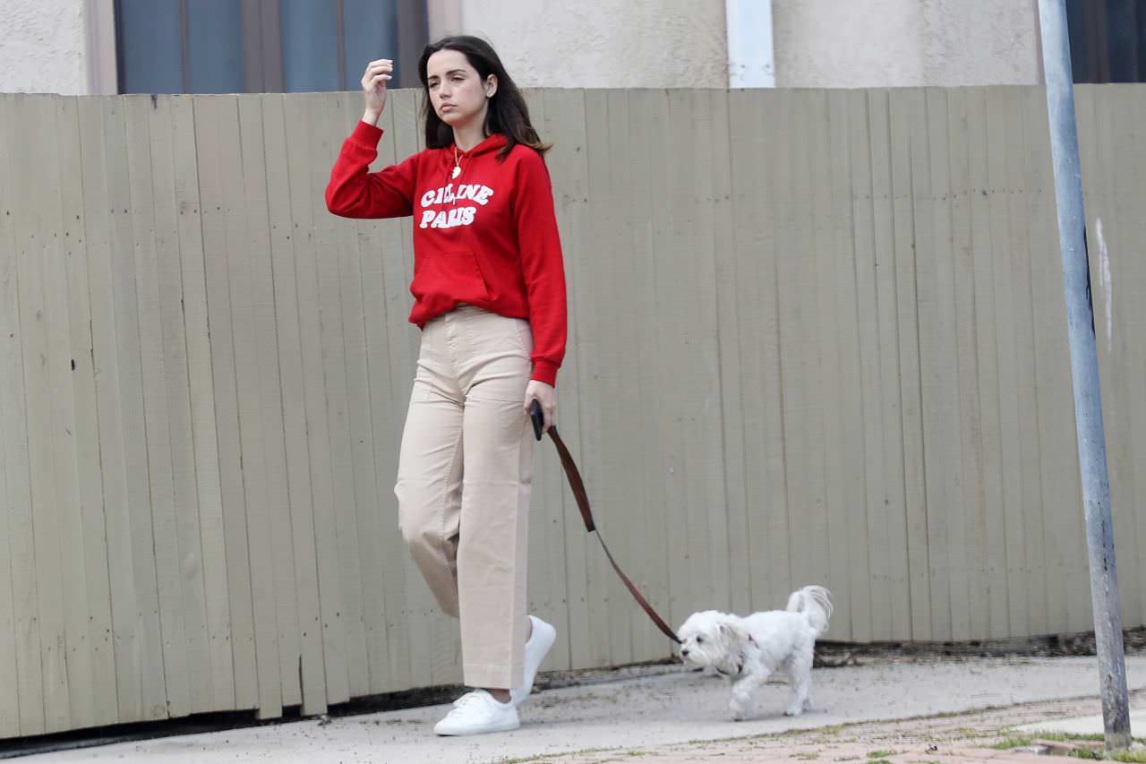 ana de armas in the pacific palisades walking her dog 4