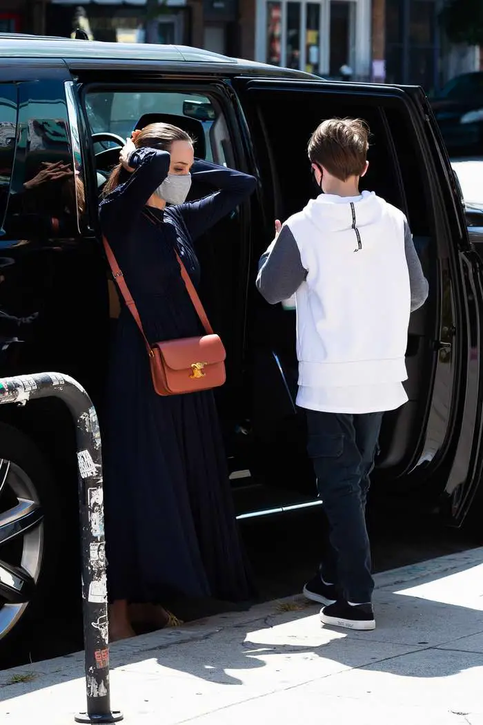 angelina jolie heads out to pick up supplies with son knox 3