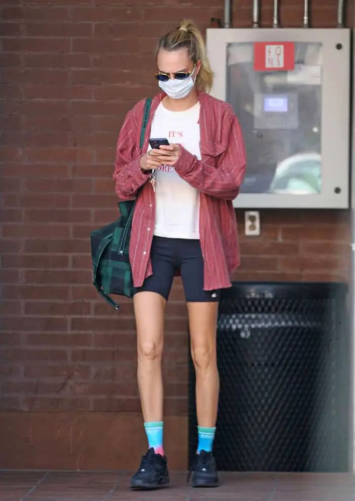 Cara Delevingne Looks Great in Bike Shorts as She Heads Out in Beverly Hills