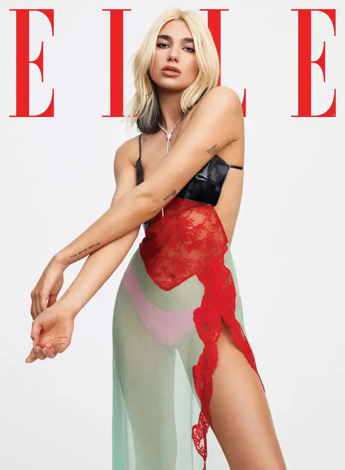 Dua Lipa Poses and Showing Too Much Skin in ELLE 2020