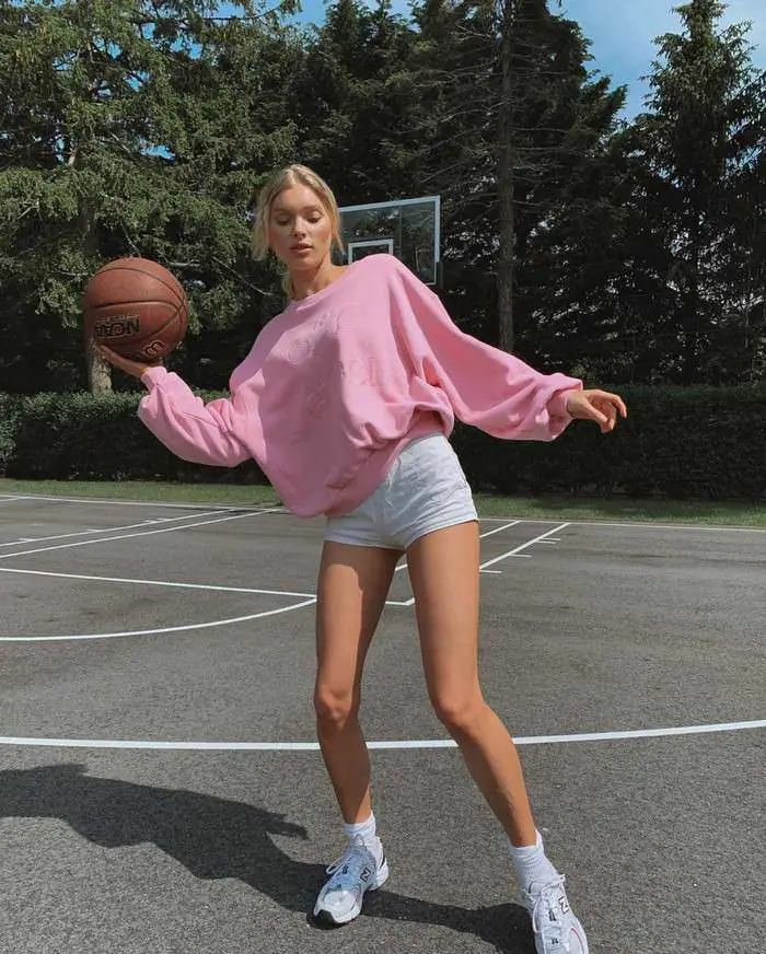 Elsa Hosk Cut a Casual Figure as She was Playing Streetball in LA
