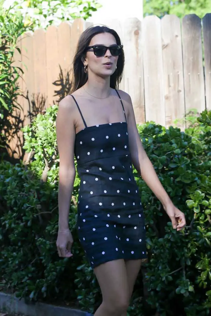 Emily Ratajkowski is Summer-ready in a Polka-dotted Mini Dress