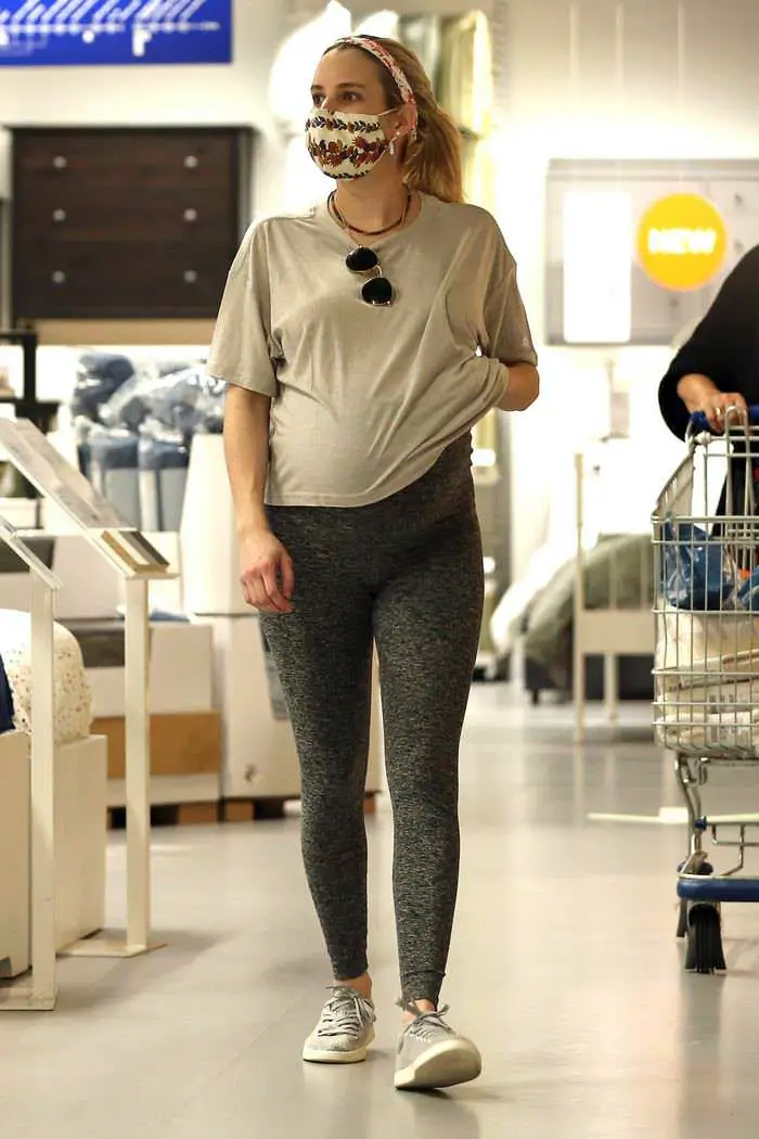 Emma Roberts Hold Her Baby Bump As She Shops In IKEA