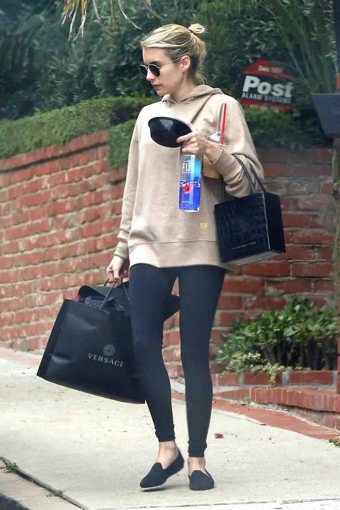 Emma Roberts in a Beige Hoody While Out Shopping in LA