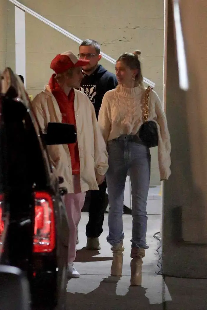 Hailey Rhode Bieber and Justin Bieber at Hillsong Church in Los Angeles