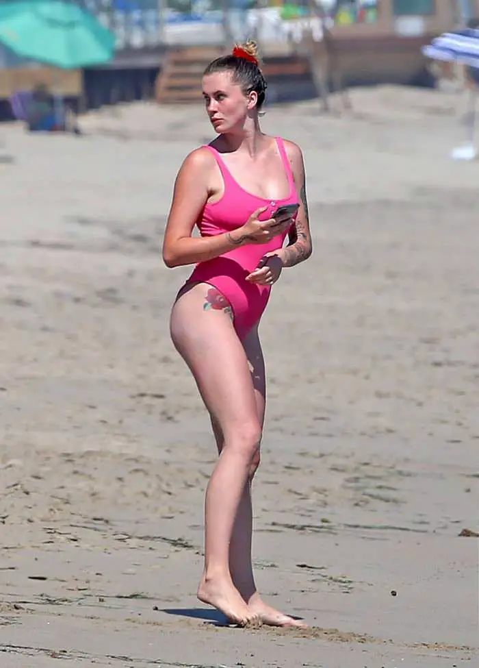 Ireland Baldwin in Pink Swimsuit Hits the Beach with BF in Malibu