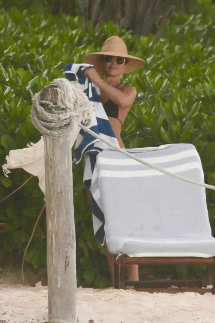 Jennifer Aniston in Black Bikini at the Beach in Tulum