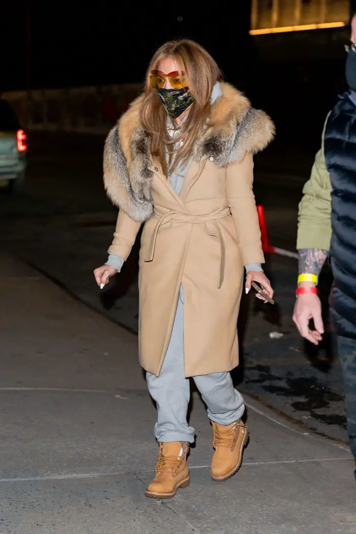 Jennifer Lopez Bundles Up in a Fur-trimmed Coat as She Leaving a Studio in NY