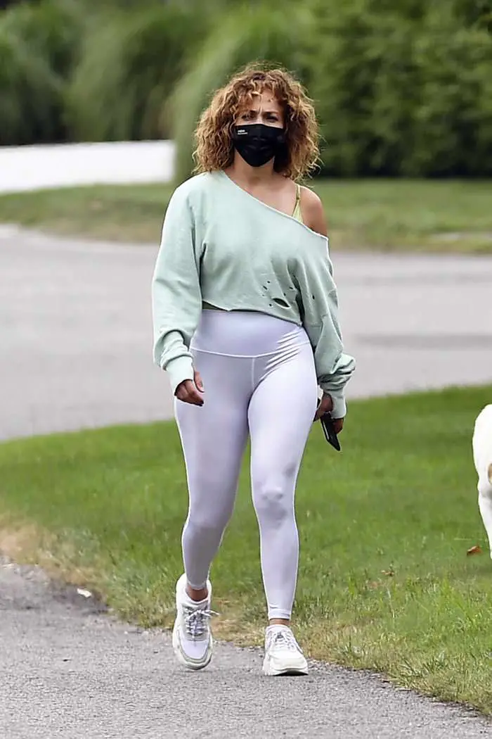 jennifer lopez in her famous flashdance outfit out with her kids 4