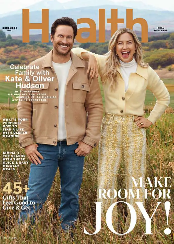 Kate Hudson and brother Oliver on the Cover of Health Magazine December 2020