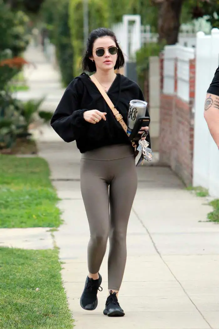Lucy Hale in Grey Leggings Out in Los Angeles