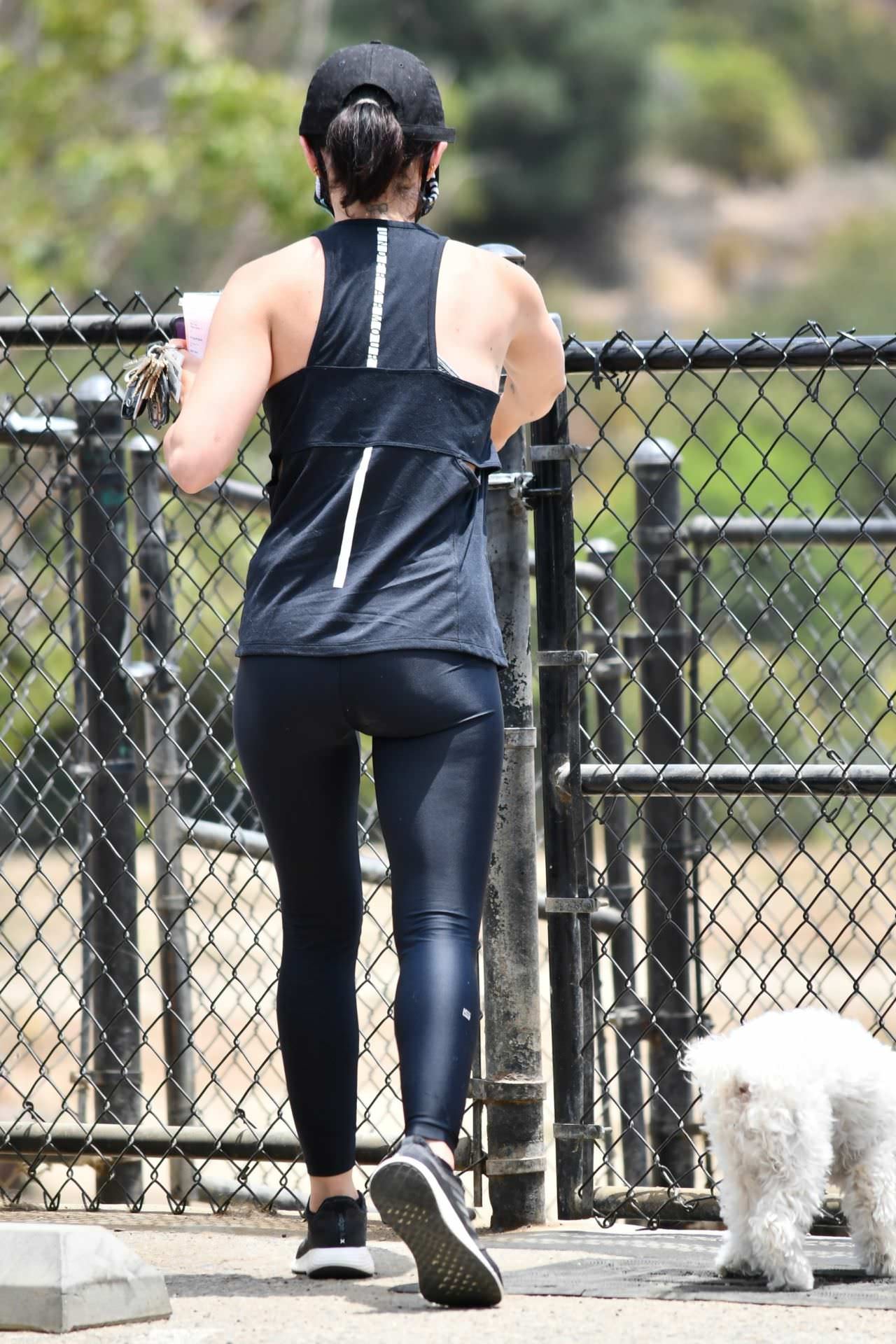 lucy hale rocks a sporty figure in leggings and tank top 3