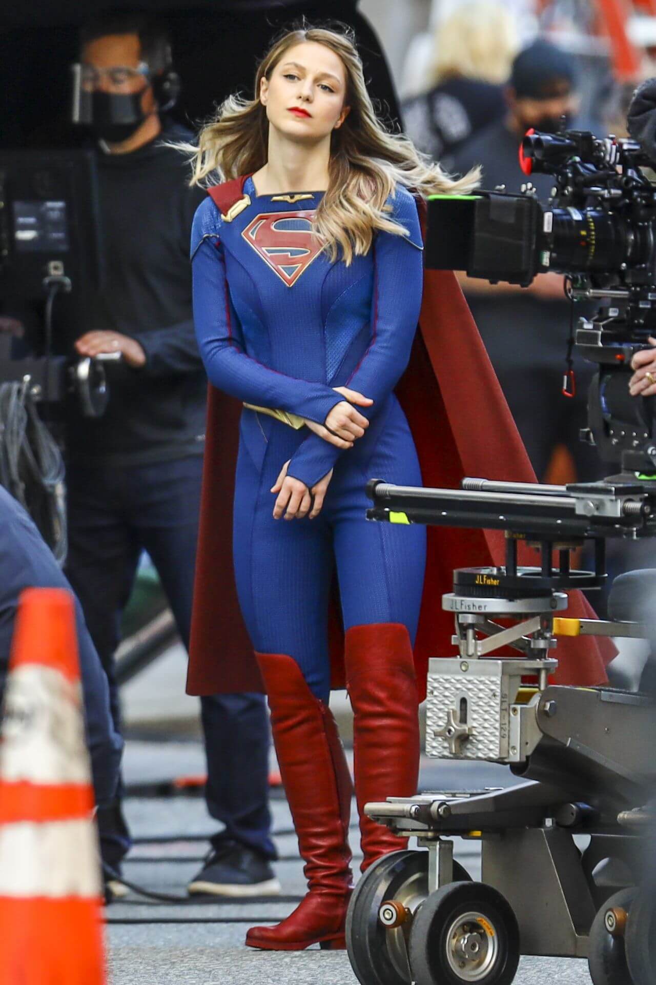 Melissa Benoist on the Set of “Supergirl” in Vancouver