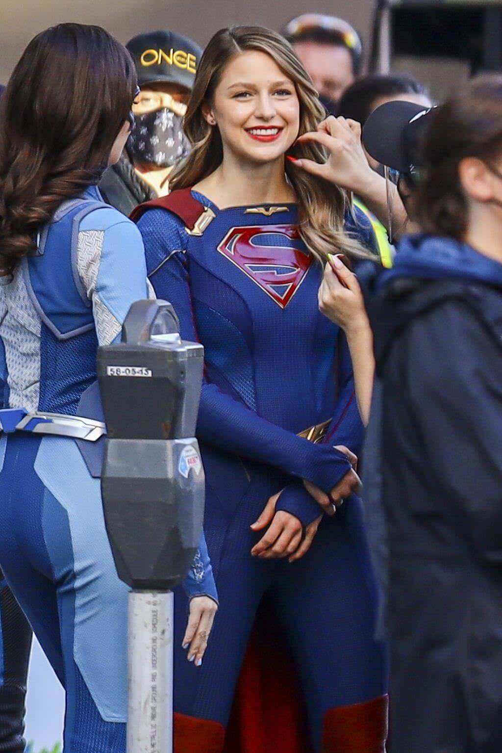 melissa benoist on the set of supergirl in vancouver 2