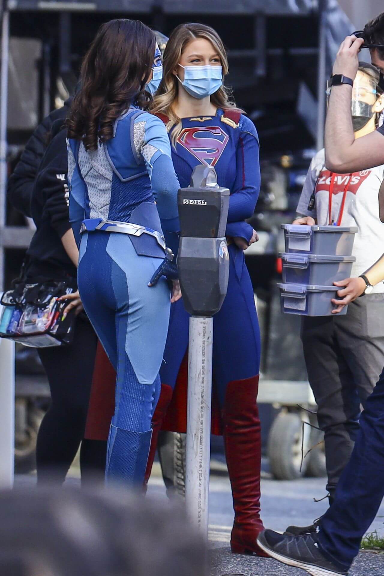 melissa benoist on the set of supergirl in vancouver 4