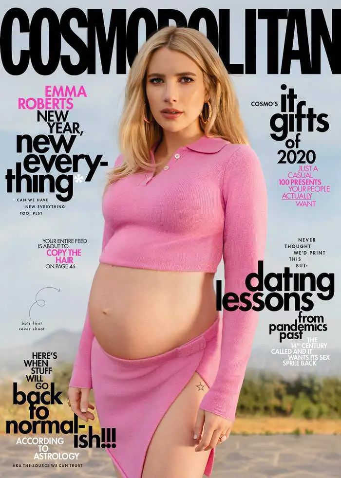 Pregnant Emma Roberts on the Cover of Cosmopolitan Magazine 2020/21