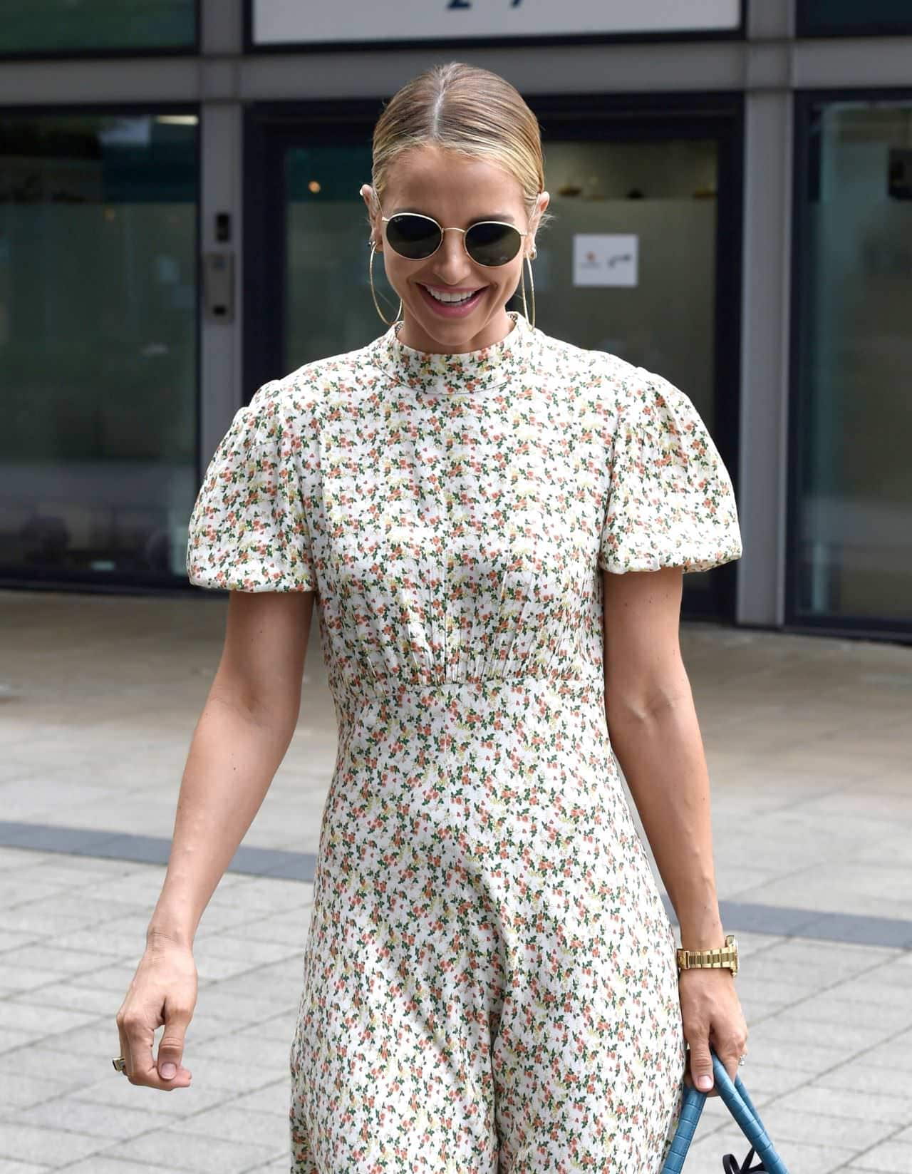 vogue williams steps out in a floral print dress in leeds 3