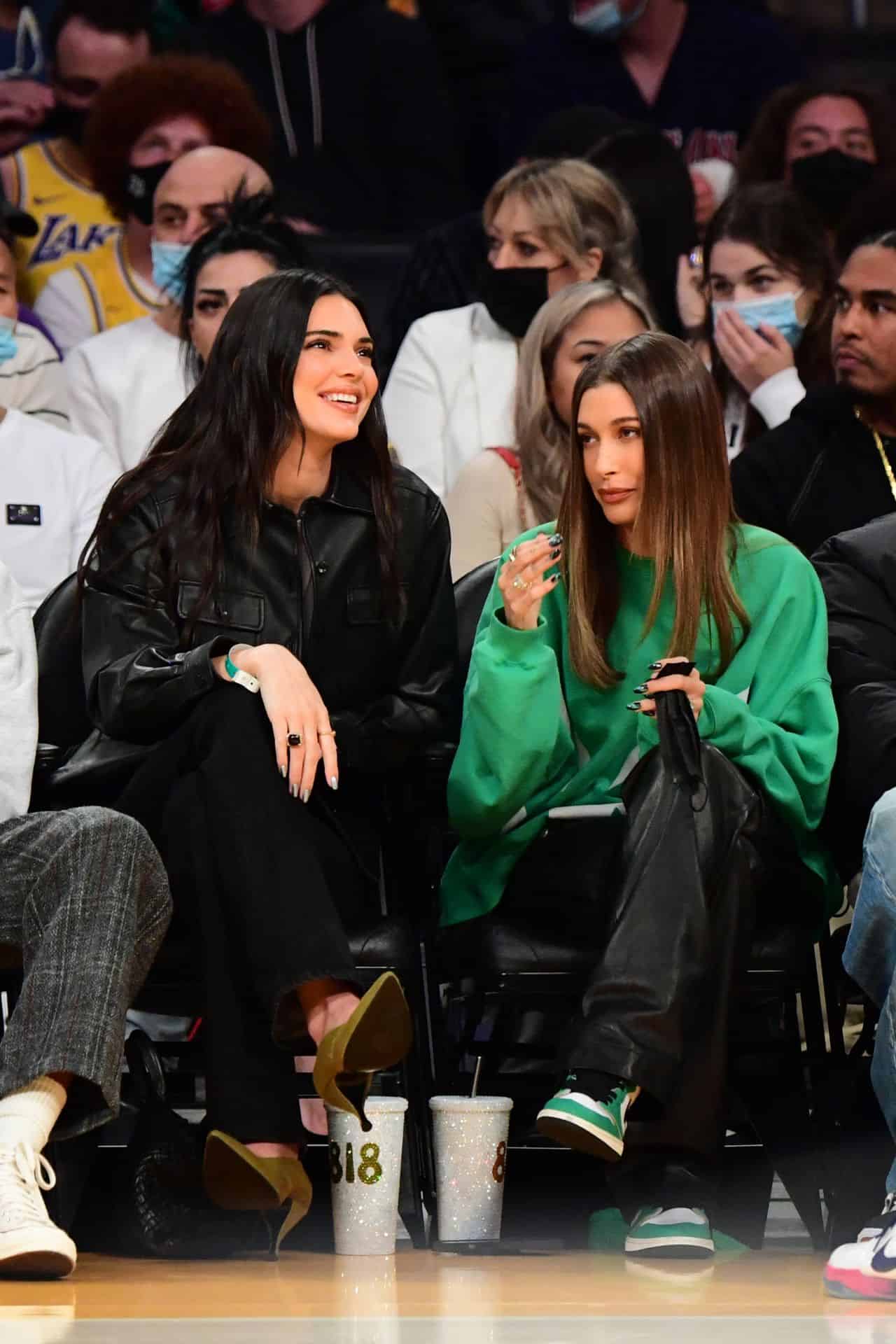 Hailey Bieber, Kendall Jenner and Justin Bieber at the Lakers vs. Suns Game