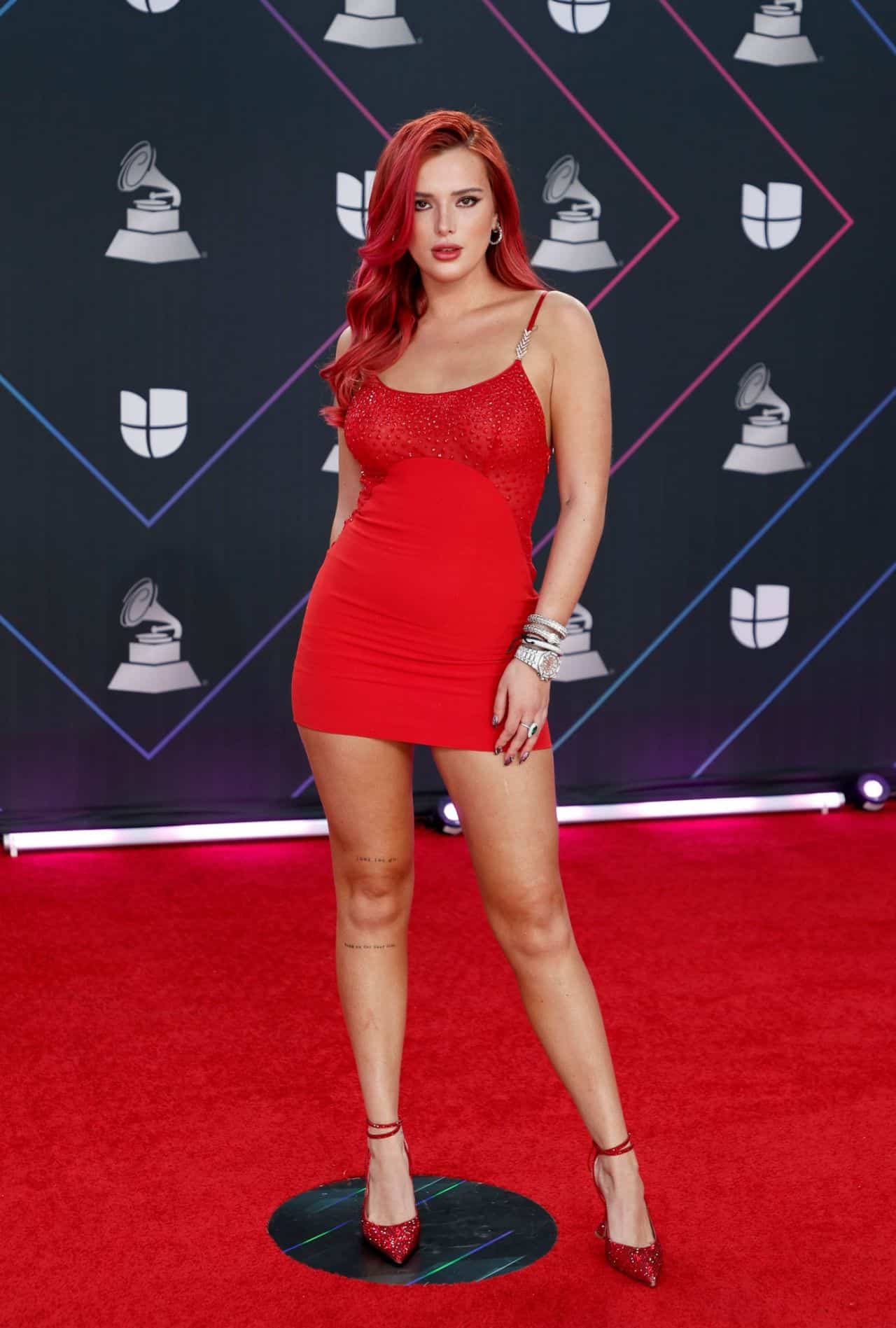 Bella Thorne Amazes in All-red Outfit at the 22nd Latin Grammy Awards