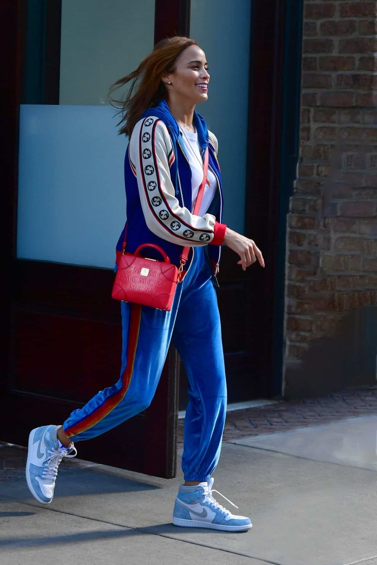 Paula Patton Showcases her Flawless Figure in a Gucci Tracksuit in New York