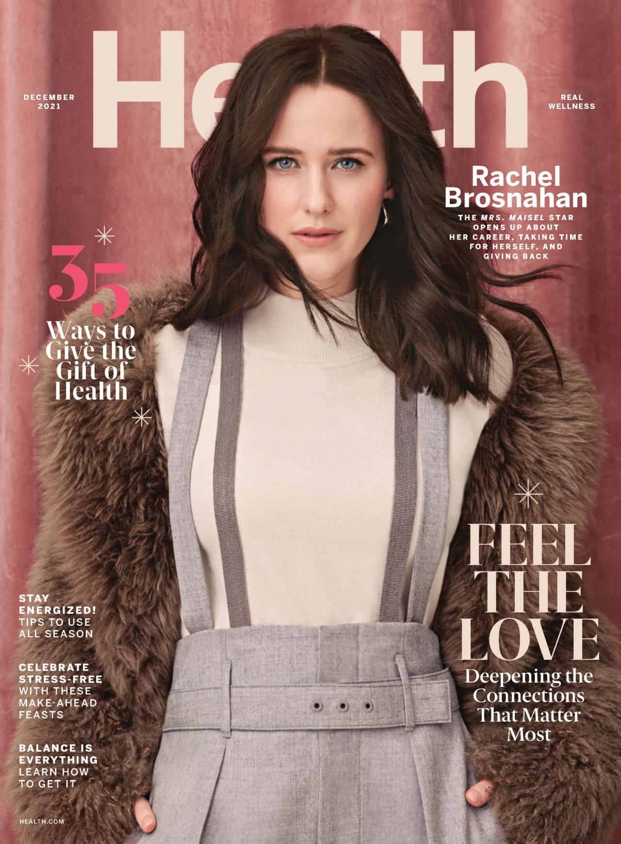Rachel Brosnahan Covers the December 2021 Issue of Health Magazine
