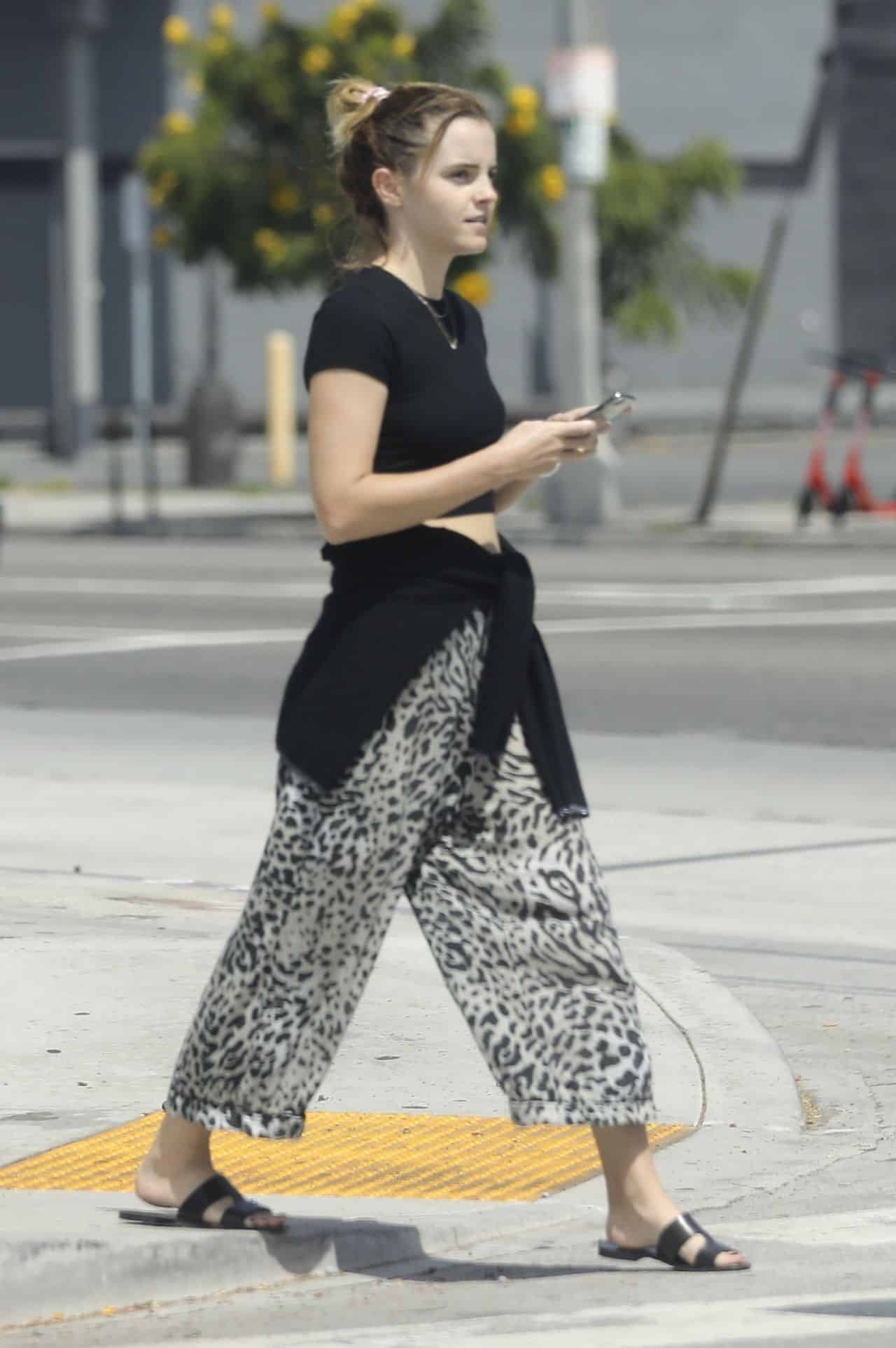 Emma Watson Looking Casual as Leaving Double Zero Pizza with a Friend in LA