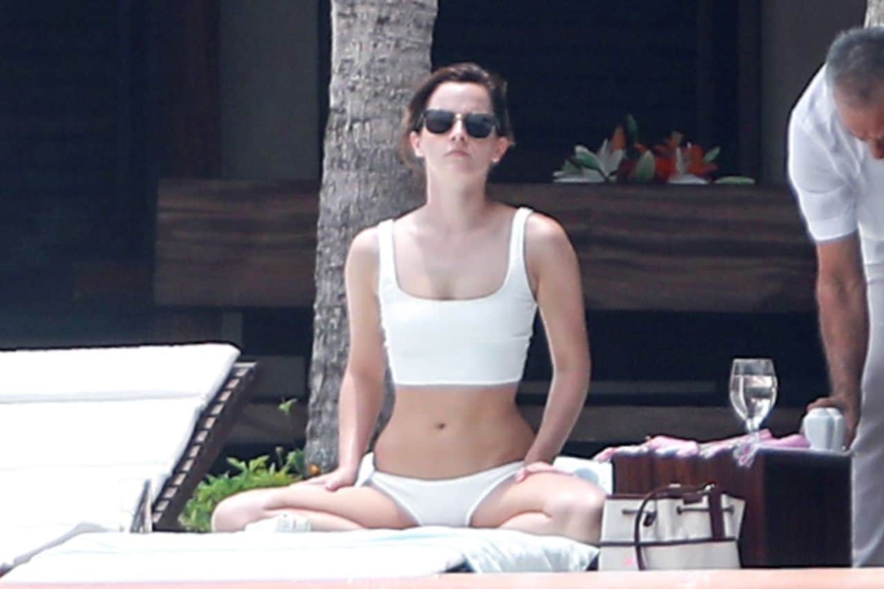 Emma Watson Looked Amazing in a White Sports Bikini in Cabo San Lucas
