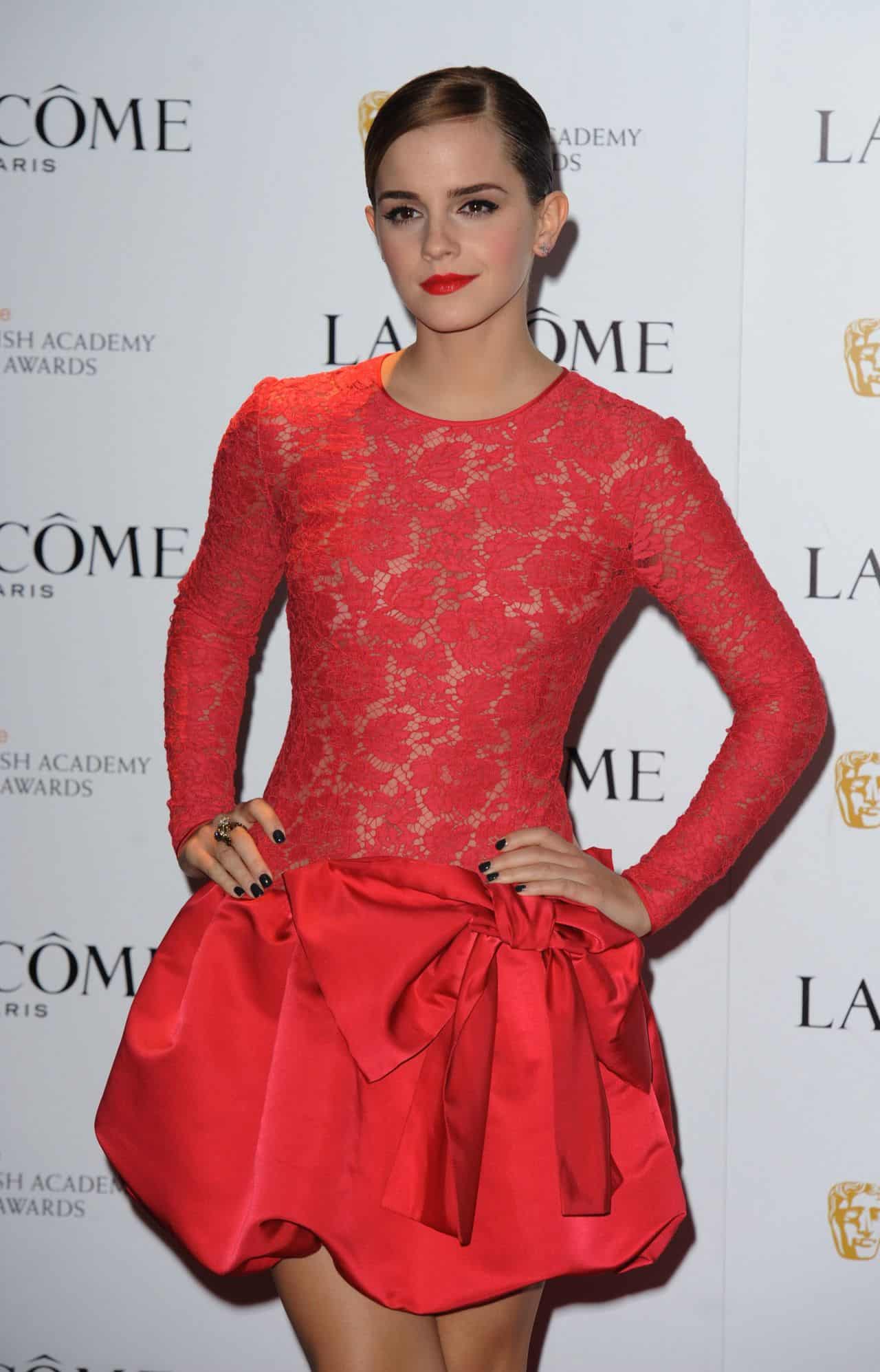 Emma Watson Steals the Show in a Sheer Red Dress at the pre-Bafta Party