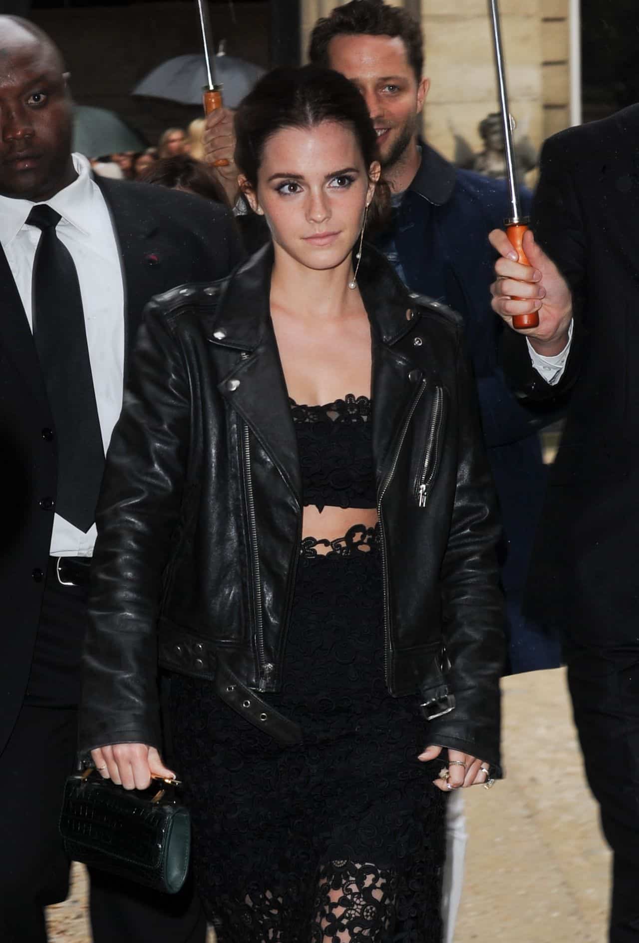 Emma Watson Stuns in a Daring Lace Look During the Valentino Couture Show