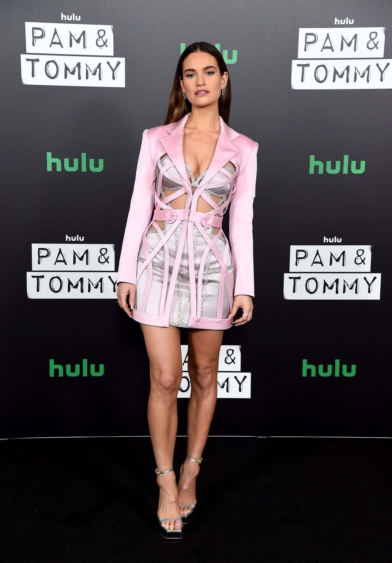 Lily James was Spectacular in a Versace Dress at the Pam & Tommy Photo-call in Los Angeles