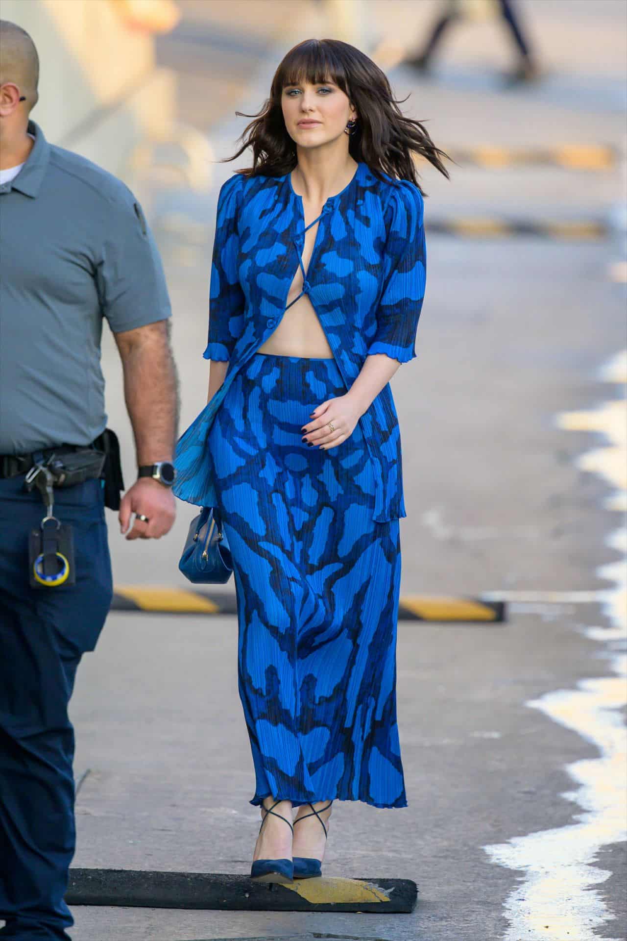 Rachel Brosnahan Stuns in a One-of-a-kind Blue Outfit at Jimmy Kimmel Live