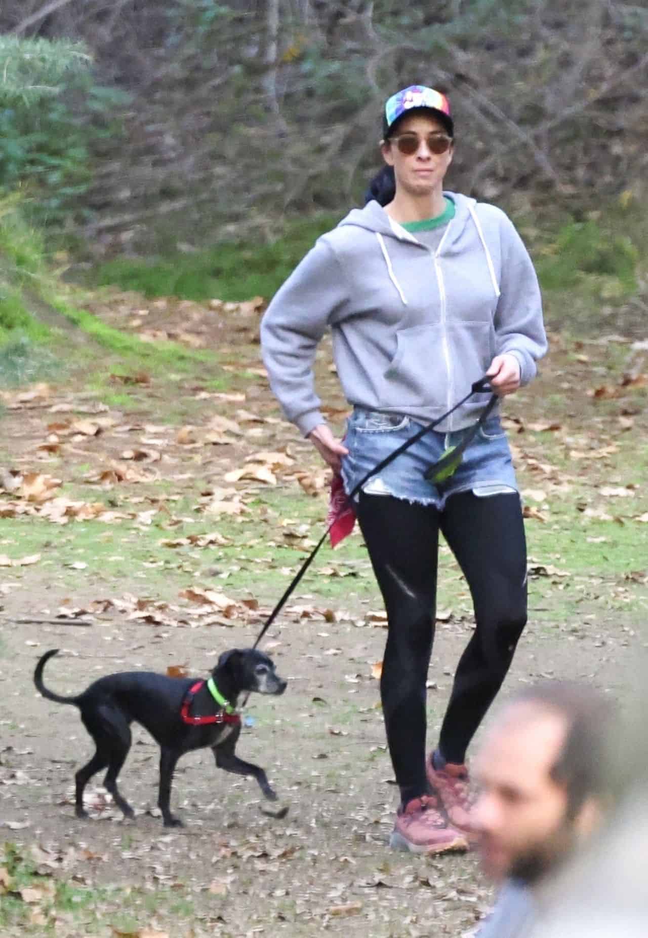 Sarah Silverman Takes Her Dog Mary for a Cozy Walk in a Park in Los Feliz