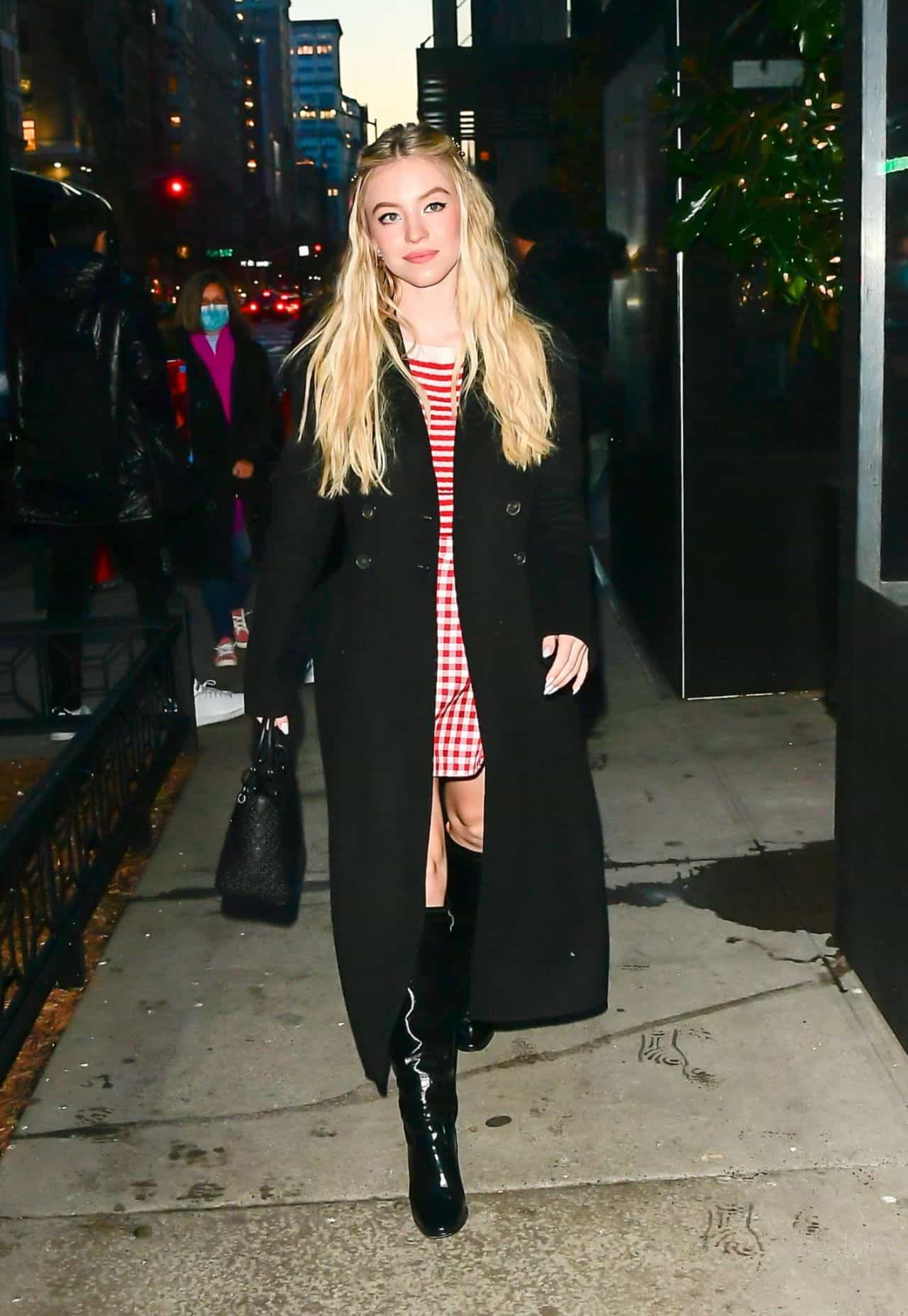 Sydney Sweeney Radiates Beauty in a Sweater and a Plaid Mini Skirt in NYC
