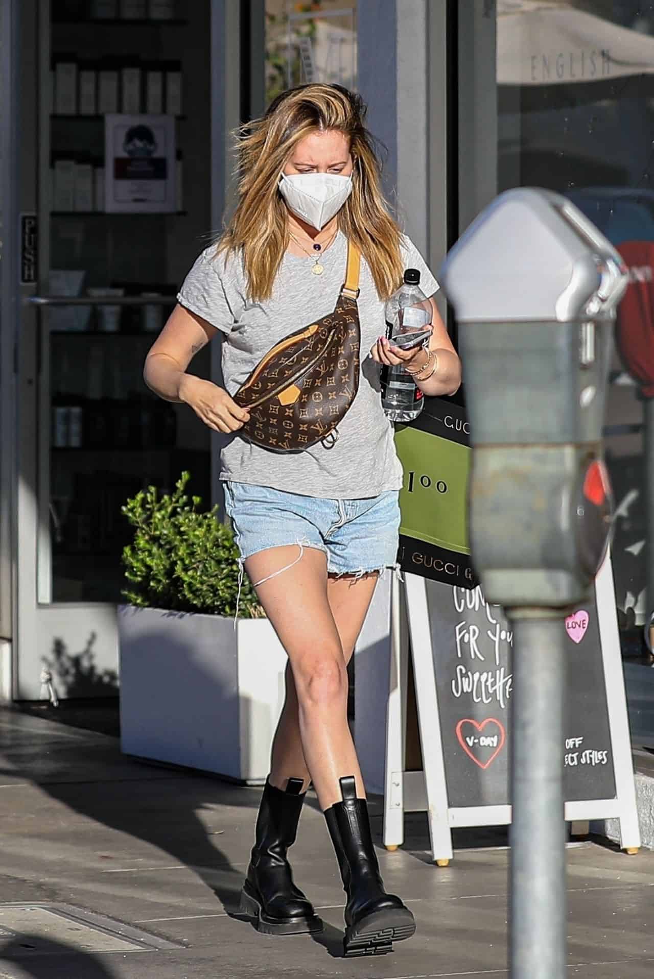 Ashley Tisdale Reveals Her Killer Legs in Denim Shorts on a Shopping Trip