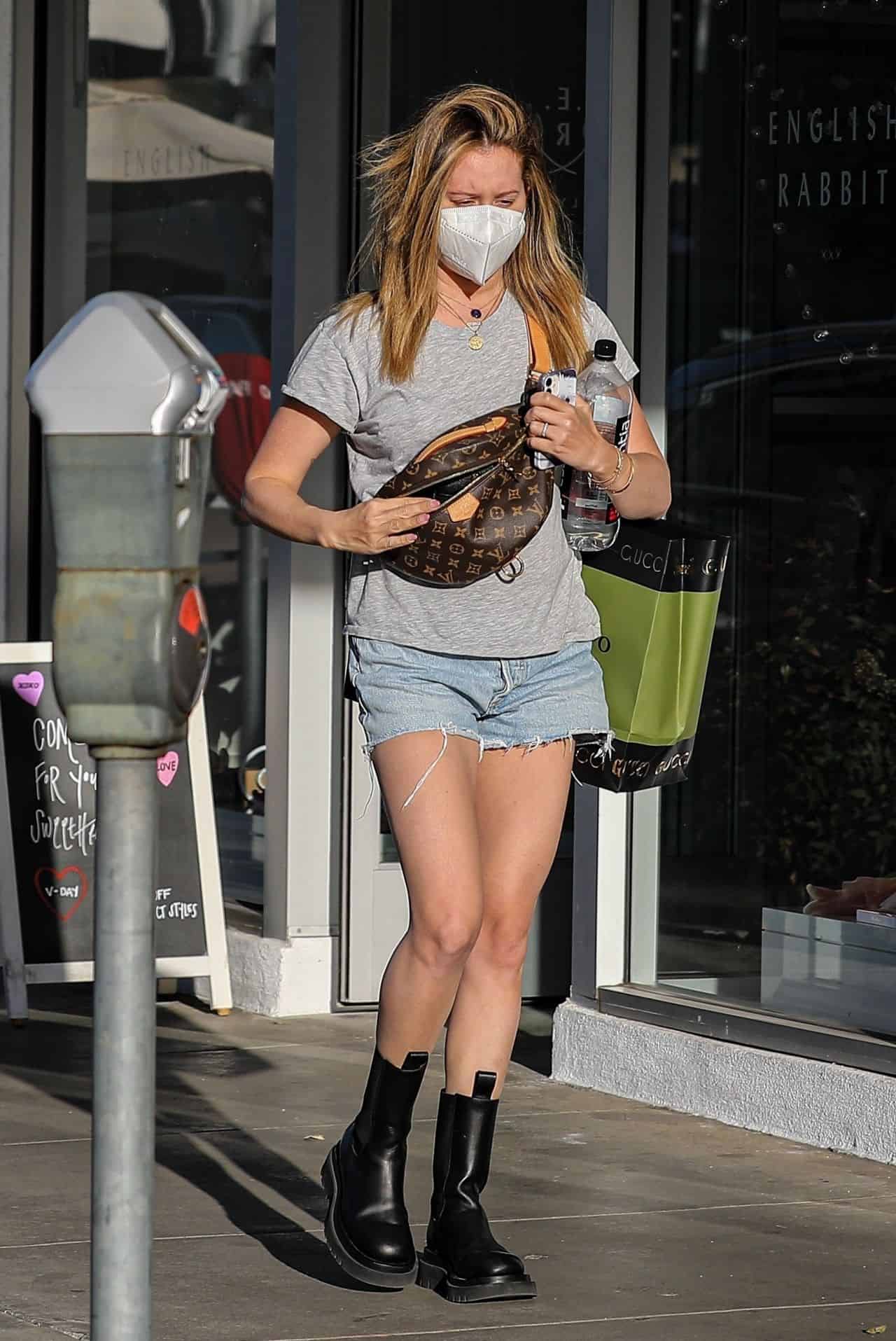Ashley Tisdale Reveals Her Killer Legs in Denim Shorts on a Shopping Trip