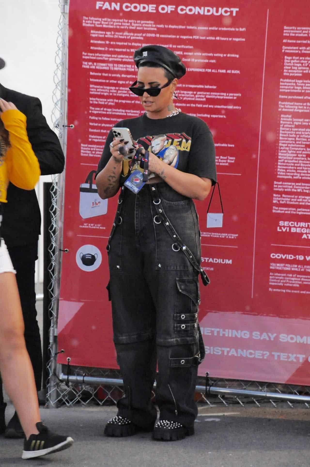 Demi Lovato Shows Off her New Punk Style at SoFi Stadium in Inglewood