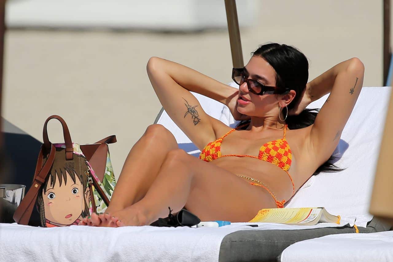 Dua Lipa Shows Off her Svelte Body in a Crocheted Bikini in Miami Beach