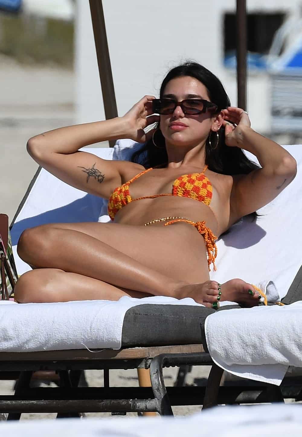 Dua Lipa Shows Off her Svelte Body in a Crocheted Bikini in Miami Beach
