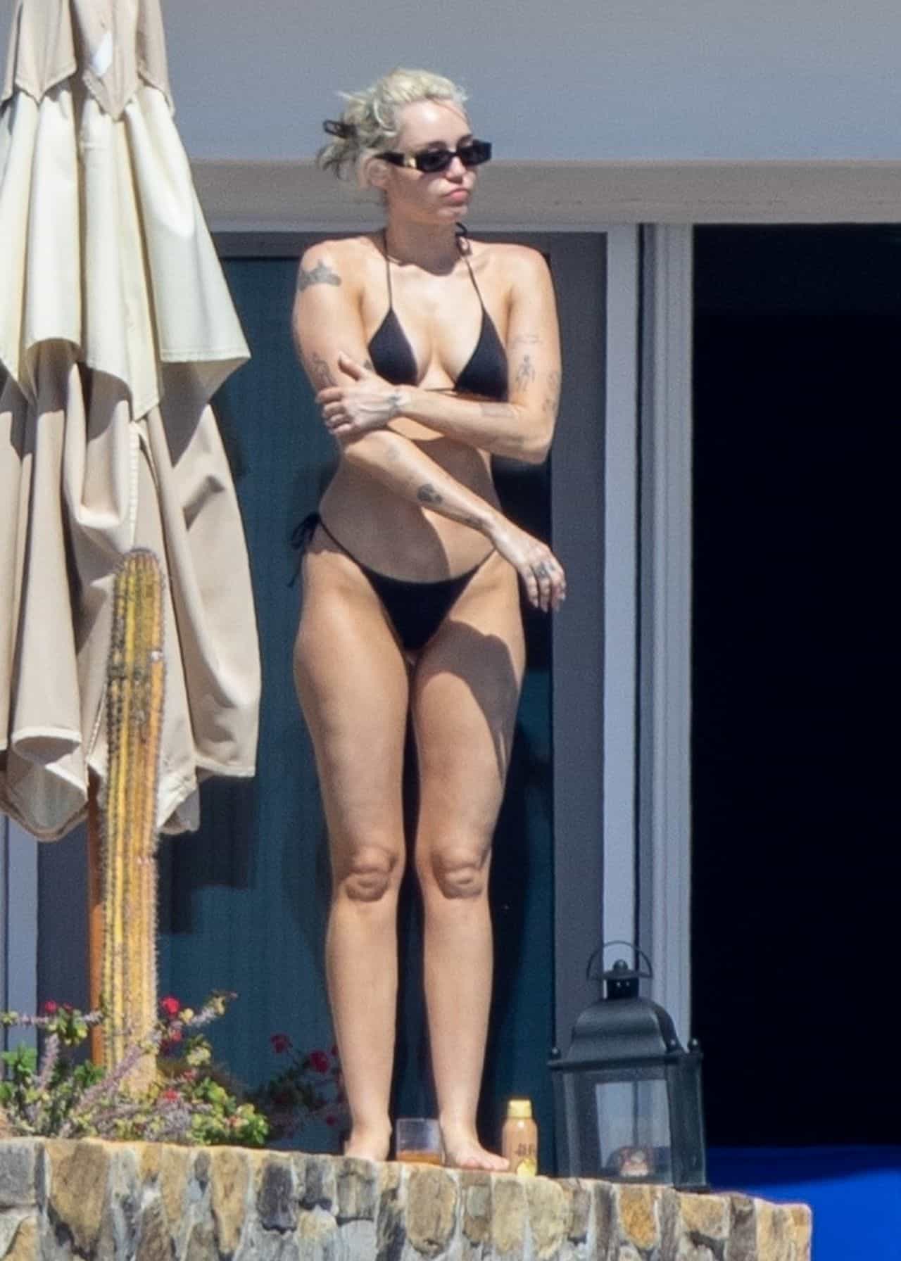 Miley Cyrus Turns Up the Heat in a Tiny Black Bikini by the Pool in Mexico