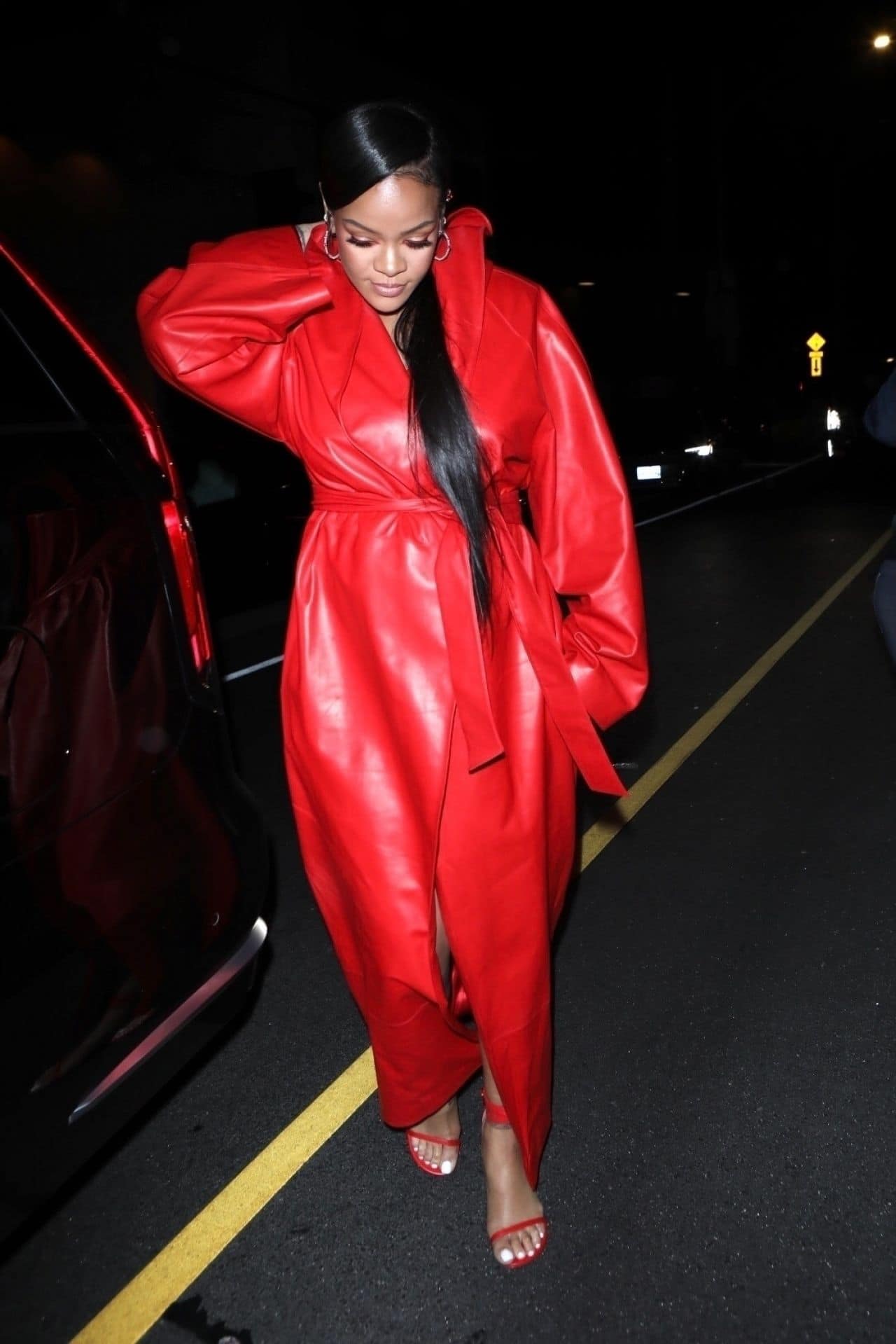 Rihanna Wore an All-red Outfit to Dine with A$AP Rocky at the Giorgio Baldi