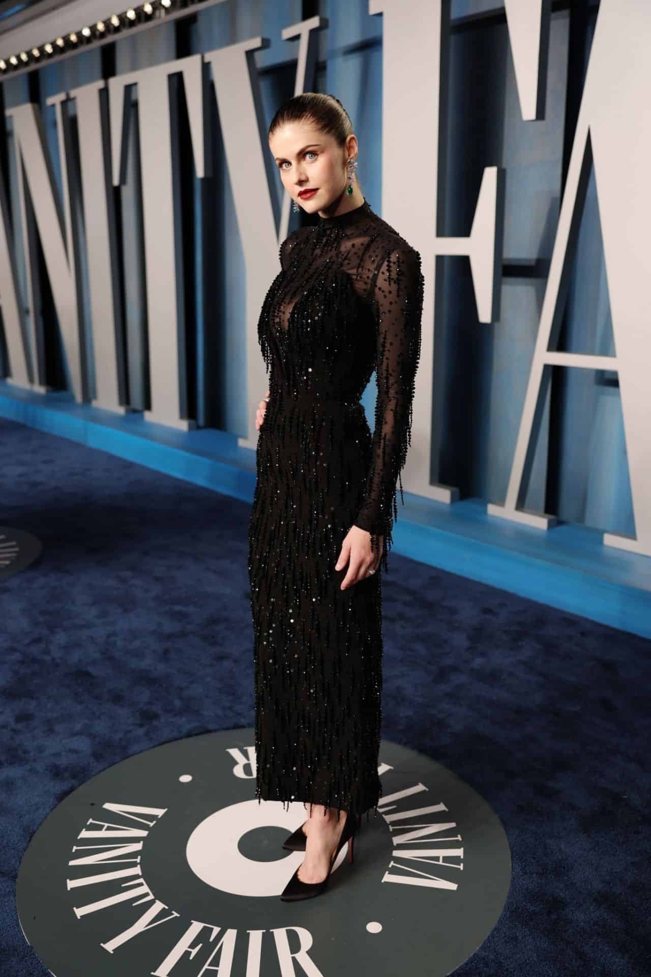 Alexandra Daddario Shines in a Sheer Dress at 2022 Vanity Fair Oscar Party