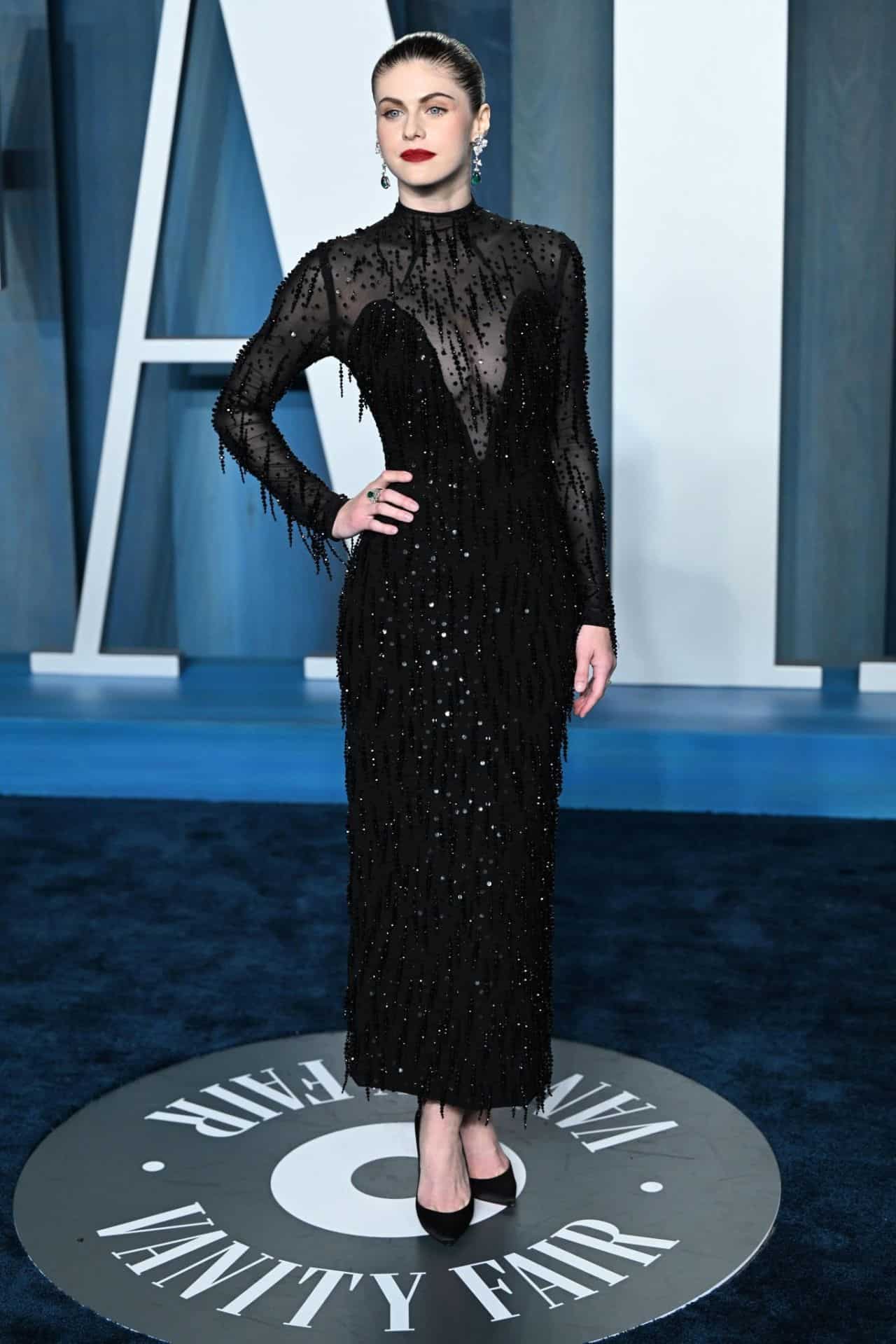 Alexandra Daddario Shines in a Sheer Dress at 2022 Vanity Fair Oscar Party
