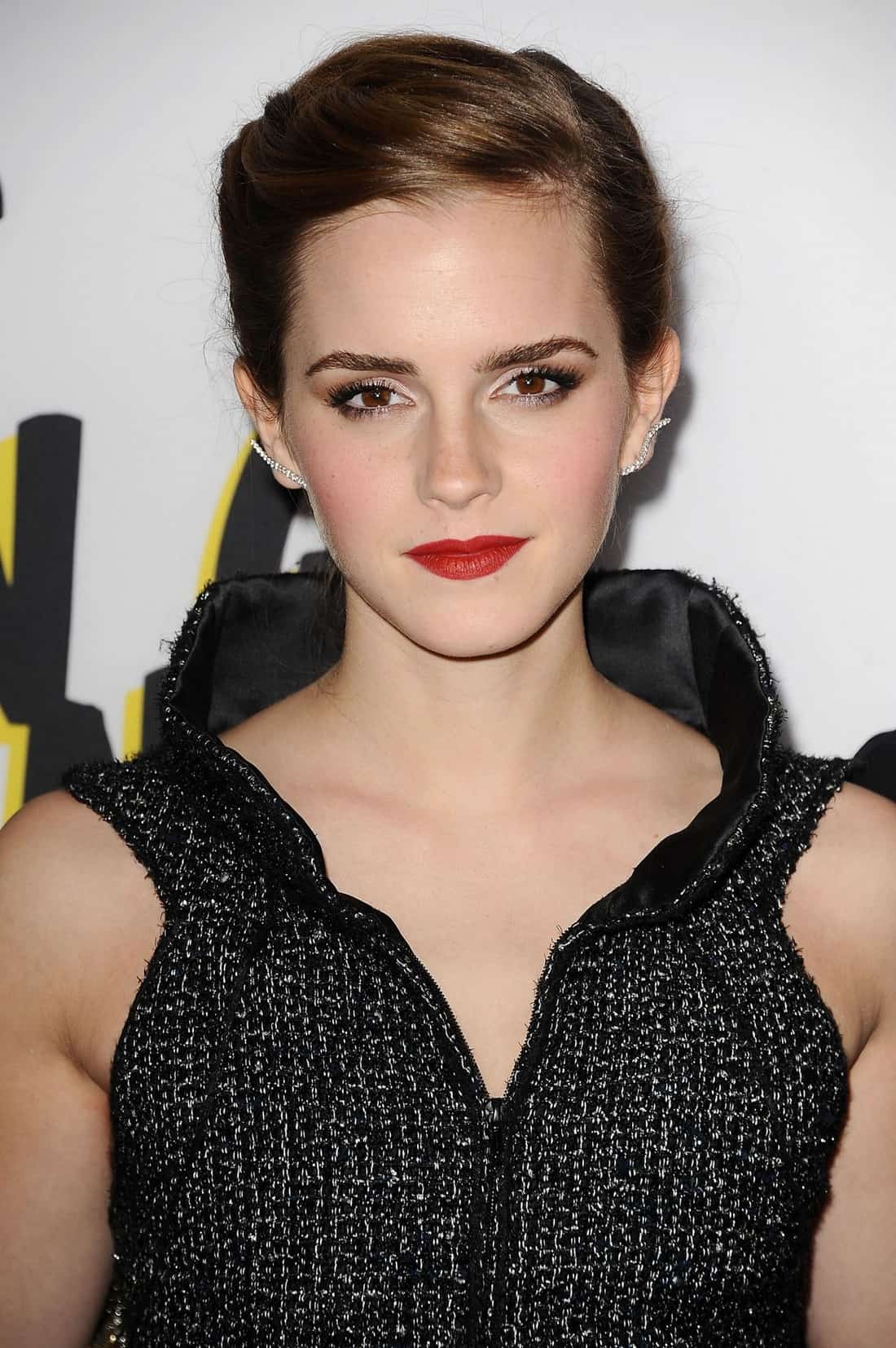 Emma Watson in a Black Zipper Mini Dress at the "The Bling Ring" Premiere