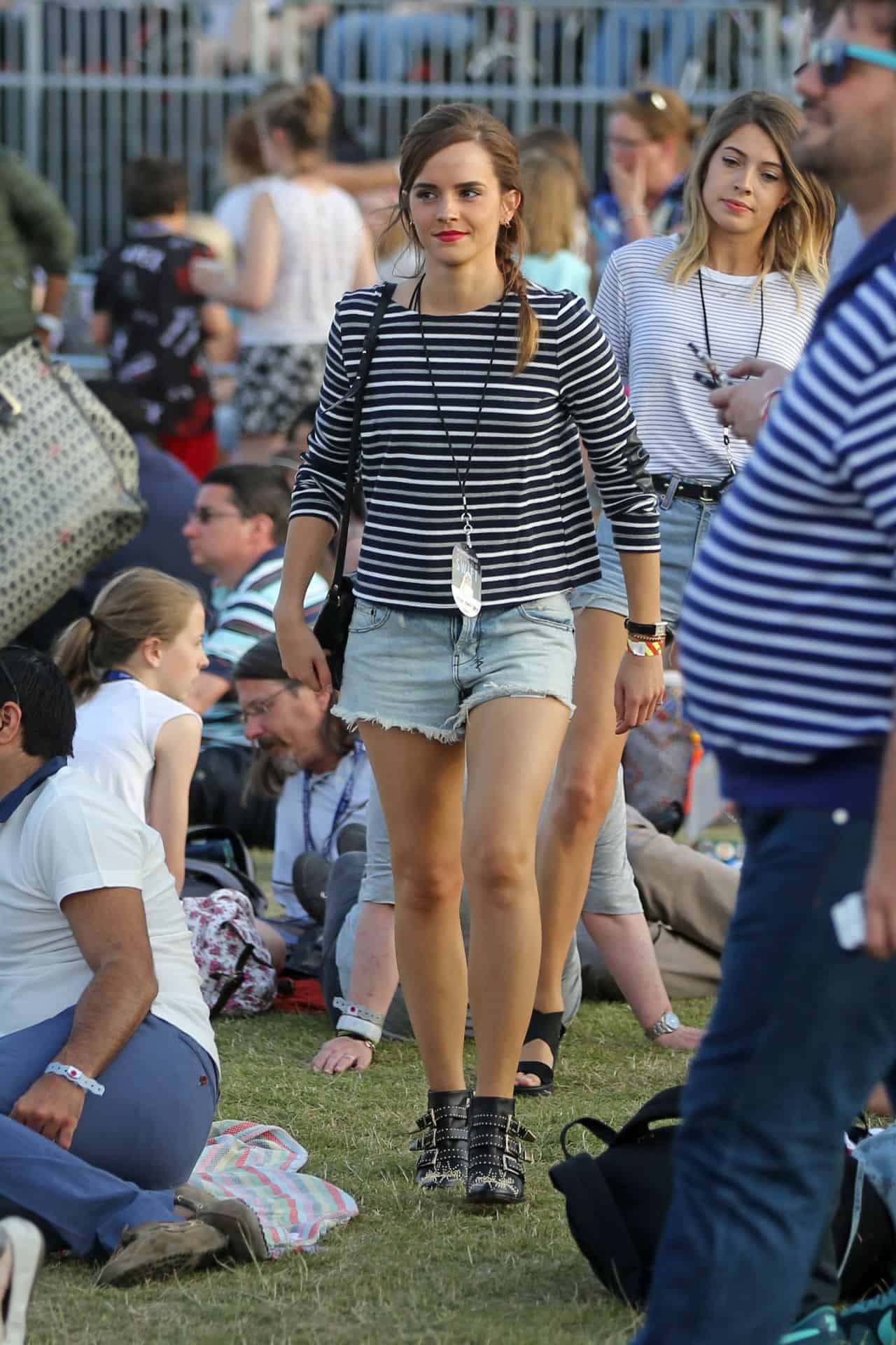 Emma Watson Reveals her Toned Legs in Denim Shorts at BST Hyde Park