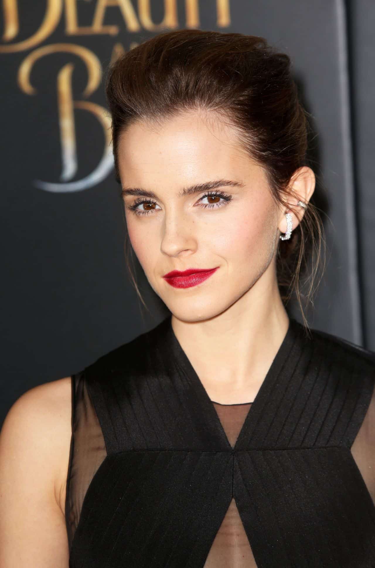 Emma Watson Shows Cleavage at the Premiere of Beauty and the Beast in NY