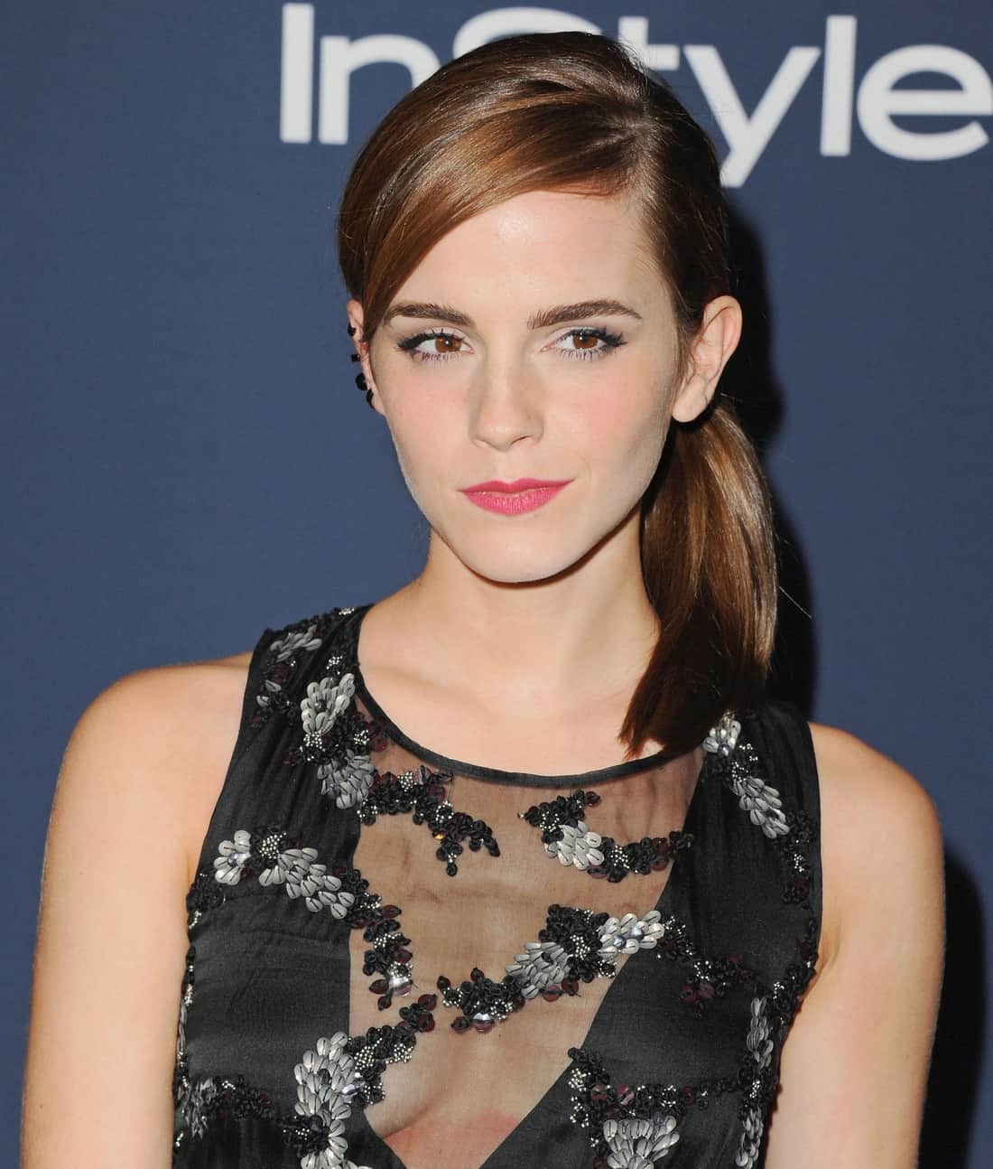 Emma Watson Wore a Dark Sheer Dress at the Golden Globes Afterparty