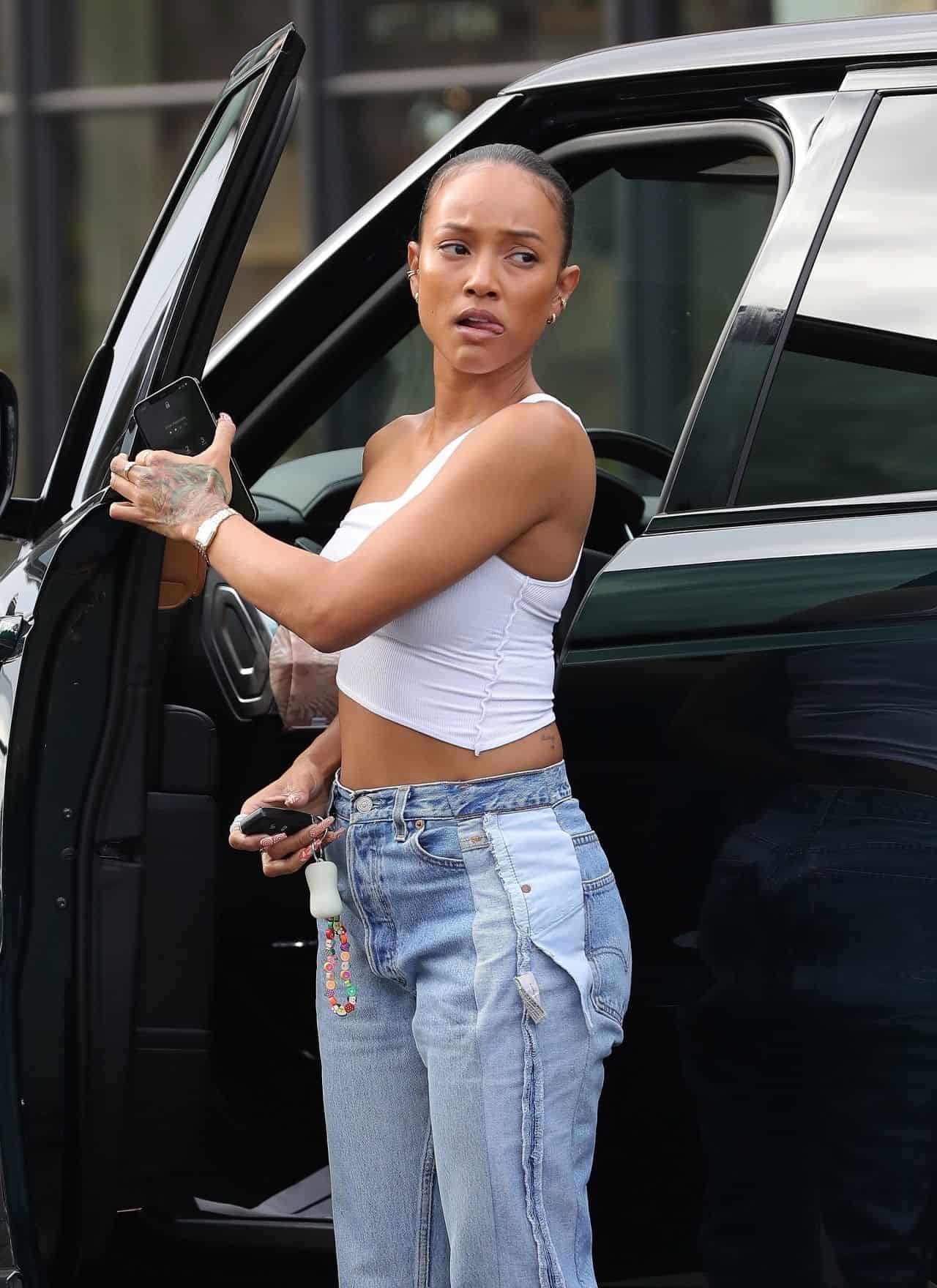 Karrueche Tran Shows Off her Toned Figure as She Stops to Pick Up Coffee