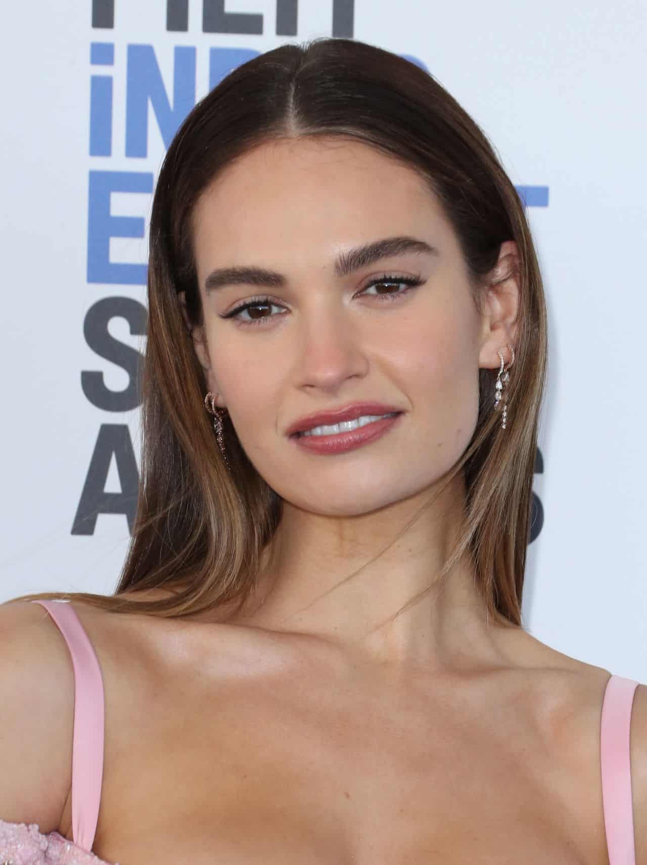 Lily James Stuns in a Pink Bra Top at the 2022 Independent Spirit Awards