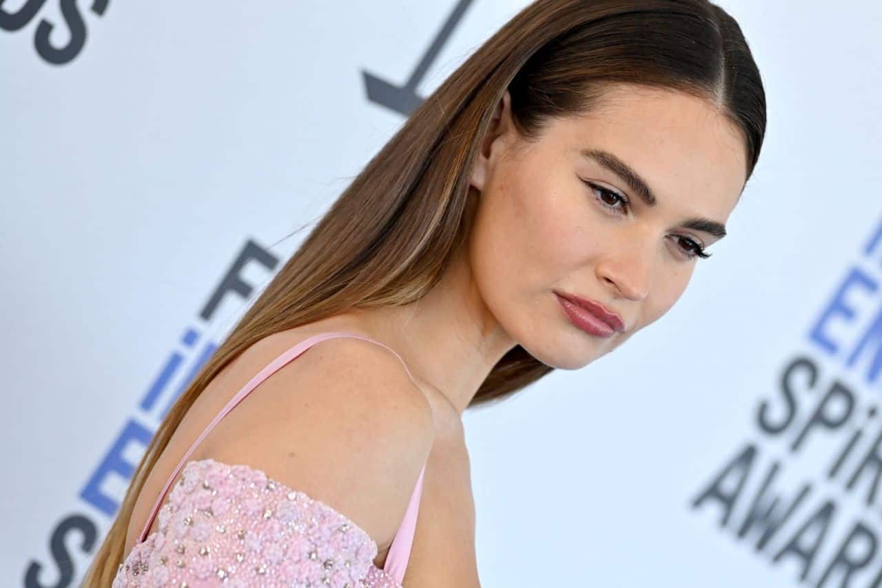 Lily James Stuns in a Pink Bra Top at the 2022 Independent Spirit Awards