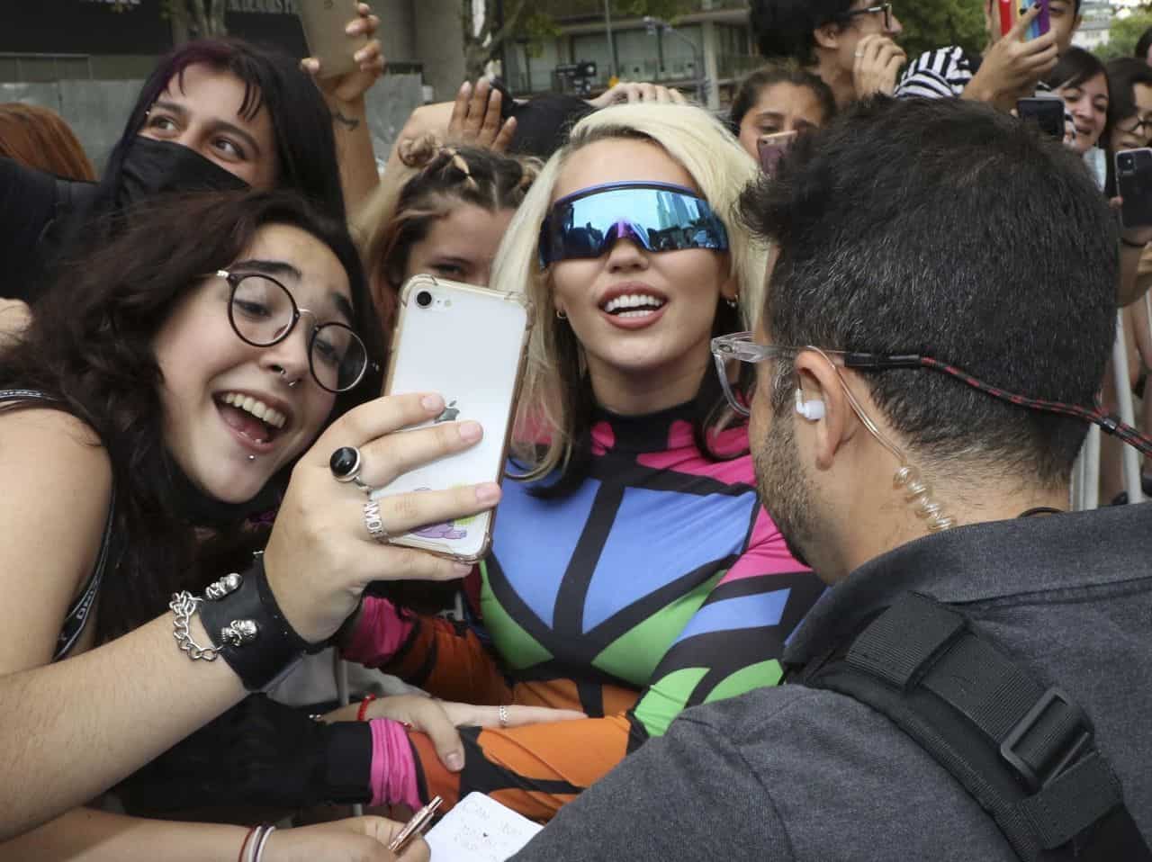 Miley Cyrus Looks Fantastic in a Bodysuit as She Greets Fans in Argentina